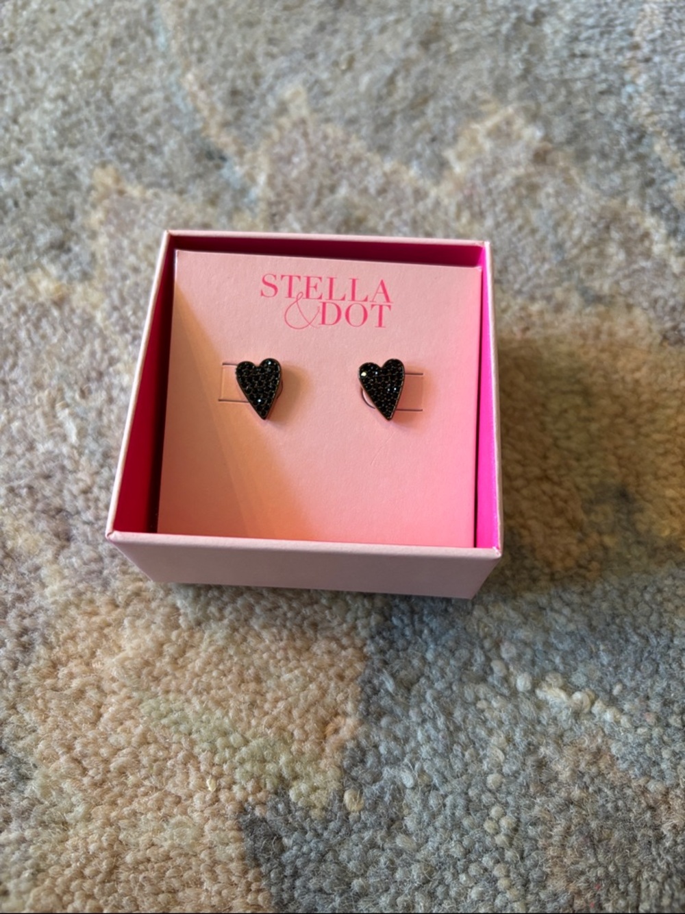 Stella & Dot Black Heart Stud Earrings